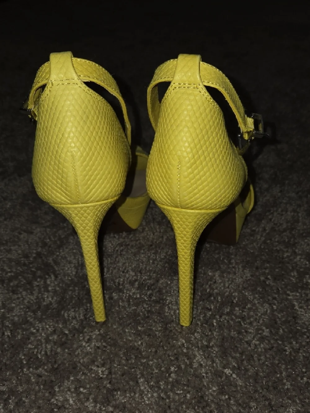 Gianni Bini Bright Yellow Open-Toe Ankle Strap Heels - Picture 3 of 4